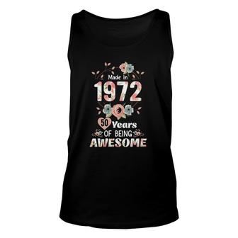 Womens Made In 1972 Floral 50Th Birthday 50 Years Old Women Tank Top | Mazezy UK