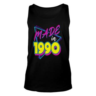 Made In 1990 32Nd Birthday Retro 32 Years Old Vintage Party Unisex Tank Top | Mazezy