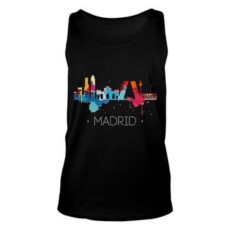 Madrid Watercolor City Skyline Spain Unisex Tank Top | Mazezy