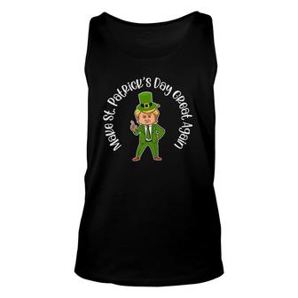 Make St Patricks Day Great Again Funny Leprechaun Green Unisex Tank Top | Mazezy