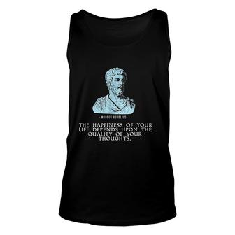 Marcus Aurelius Stoic Quote Happiness Life Thoughts Unisex Tank Top - Seseable