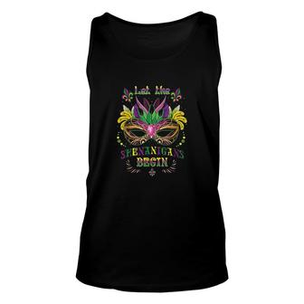 Mardi Gras Mask Costume Let The Shenanigans Begin Womens Unisex Tank Top - Thegiftio UK