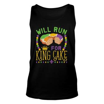 Mardi Gras Running Will Run For King Cake Funny Runner Unisex Tank Top | Mazezy