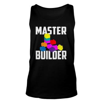 Womens Master Builder Cute Master Block Builder Bricks V Neck Tank Top | Mazezy