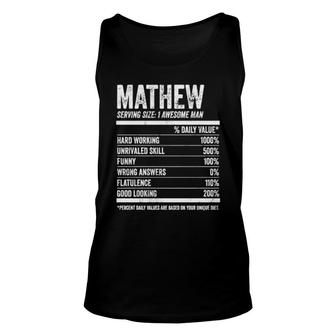 Mathew Nutrition Personalized Name Name Facts Unisex Tank Top | Mazezy