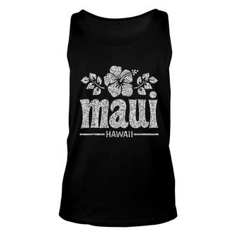 Maui Hawaii Flowers Distressed White Print Unisex Tank Top - Thegiftio UK
