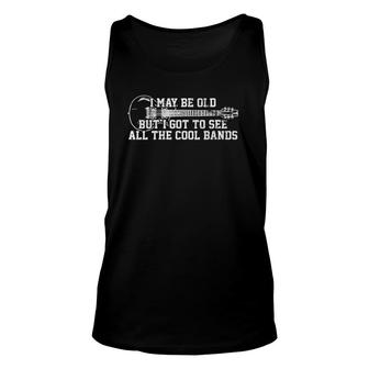 Womens I May Be Old But I Got To See All The Cool Bands Guitar V-Neck Tank Top | Mazezy