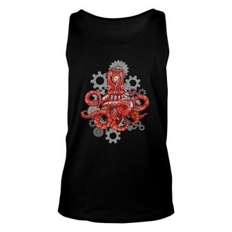 Mechanical Steampunk Octopus Graphic Unisex Tank Top | Mazezy