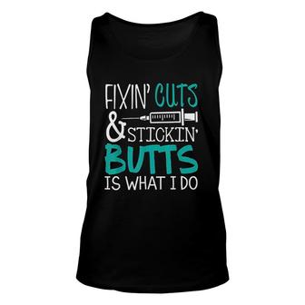Medical Assistant Fixin Cuts Stickin Butts Unisex Tank Top | Mazezy