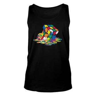 Melted Square Puzzle Cube Game From The 1980S Retro Design Unisex Tank Top | Mazezy