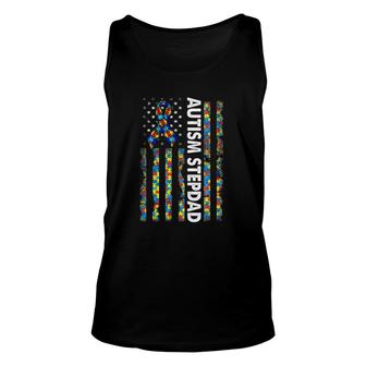 Men Autism Stepdad American Flag Father's Day Gift Unisex Tank Top | Mazezy