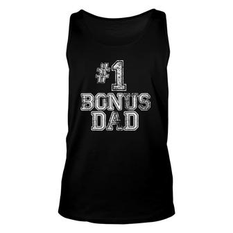 Mens 1 Bonus Dad Number One Father's Day Gift Tee Unisex Tank Top | Mazezy