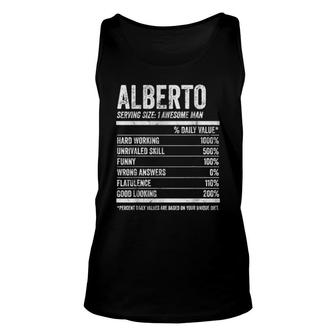 Mens Alberto Nutrition Personalized Name Name Facts Unisex Tank Top | Mazezy