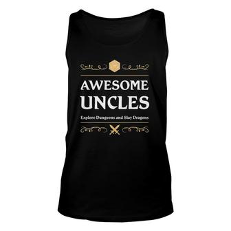 Mens Awesome Uncles Explore Dungeons D20 Tabletop Rpg Gamer Unisex Tank Top | Mazezy