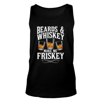 Mens Beards & Whiskey Make Me Frisky Bourbon Whisky Lover Unisex Tank Top | Mazezy