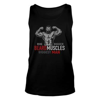 Mens Bodybuilder Big Beard Bigger Muscles I Workout Unisex Tank Top | Mazezy