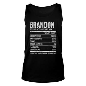 Mens Brandon Nutrition Personalized Name Name Facts Unisex Tank Top | Mazezy