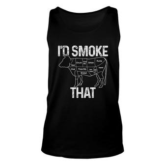 Mens Chef Butcher Cook Bbq I Would Smoke That Cow Beef Funny Gift Unisex Tank Top - Thegiftio UK