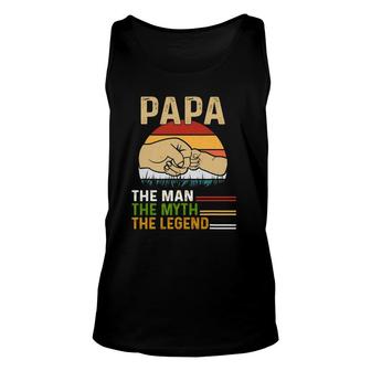 Mens Dad For Father's Day Man-Myth The Legend Funny Papa Unisex Tank Top | Mazezy