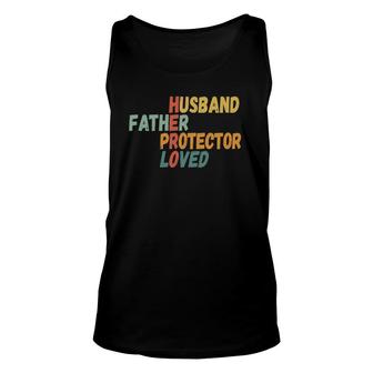 Mens Father's Day Father Husband Protector Loved Hero Dad Unisex Tank Top | Mazezy