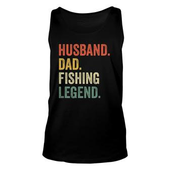 Mens Funny Fisherman Husband Dad Fishing Legend Vintage Unisex Tank Top | Mazezy