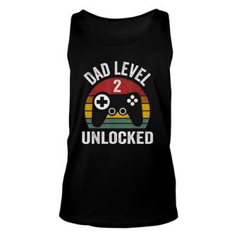 Mens Funny New Dad Dad Level 2 Unlocked For 2 Kids Gaming Unisex Tank Top | Mazezy