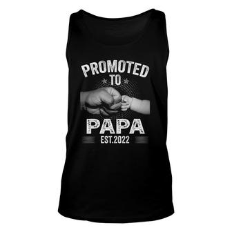 Mens Funny Promoted To Papa Est2022 Retro New Papa Unisex Tank Top | Mazezy