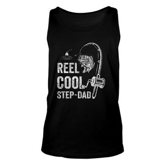 Mens Funny Reel Cool Step-Dad Fishing Father's Day Unisex Tank Top | Mazezy