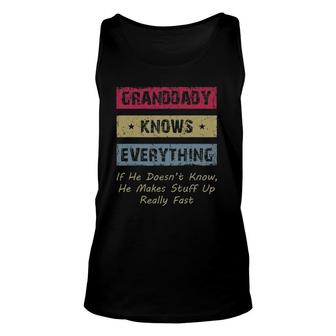 Mens Granddaddy Knows Everything Humor Saying Retro Grandpa Unisex Tank Top | Mazezy