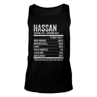 Mens Hassan Nutrition Personalized Name Name Facts Unisex Tank Top | Mazezy