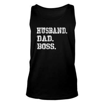 Mens Husband Dad Boss Funny Father's Day Gift Tee Unisex Tank Top | Mazezy