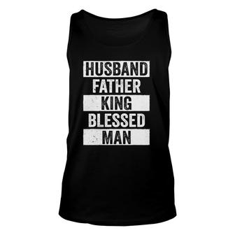 Mens Husband Father King Blessed Man Dope Dad Black History Unisex Tank Top | Mazezy