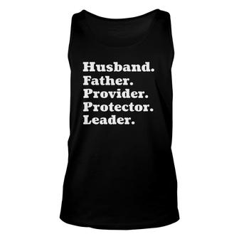 Mens Husband Father Provider Protector Leader Inspirational Unisex Tank Top | Mazezy