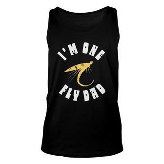 Mens I'm One Fly Dad - Funny Father's Day Fishing Unisex Tank Top | Mazezy