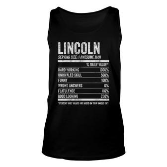 Mens Lincoln Nutrition Personalized Name Name Facts Unisex Tank Top | Mazezy