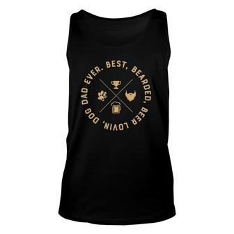 Mens Mens Best Bearded Beer Lovin' Dog Dad For Father`Day Unisex Tank Top | Mazezy