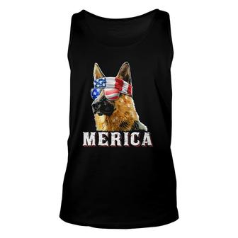 Mens Merica German Shepherd Dog 4Th Of July American Flag Unisex Tank Top | Mazezy