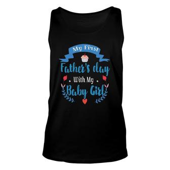 Mens My 1St Father's Day Baby Girl Outfit New Dad Daddy Unisex Tank Top | Mazezy