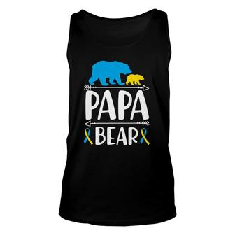 Mens Papa Bear Down Syndrome Awareness Proud Dad Unisex Tank Top | Mazezy