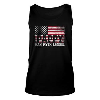 Mens Pappy The Man Myth Legend American Flag Father's Day Unisex Tank Top | Mazezy