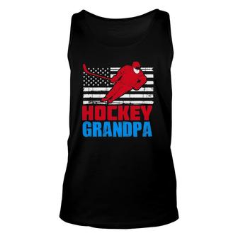 Mens Patriotic American Flag Usa Ice Hockey Grandpa Gift Unisex Tank Top | Mazezy