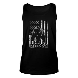 Mens Poppa Bear American Flag Father's Day Unisex Tank Top | Mazezy