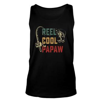 Mens Reel Cool Papaw Vintage Fisherman Father's Day Unisex Tank Top | Mazezy