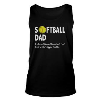 Mens Softball Dad Just Like A Baseball Dad Father's Day Unisex Tank Top | Mazezy