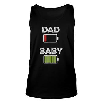 Mens Tired Dad Low Battery Baby Full Charge Funny Unisex Tank Top | Mazezy