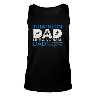 Mens Triathlon Dad Funny Triathlete Unisex Tank Top | Mazezy