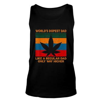 Mens Worlds Dopest Dad Weed Cannabis Vintage Gift Color Unisex Tank Top - Seseable