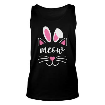 Meow Cat Face Easter Day Bunny Ears Funny Cat Lover Unisex Tank Top - Thegiftio UK