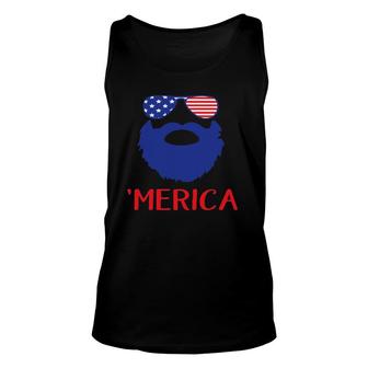 Merica Beard Face And Sunglass Patriotic 4Th July Tank Top | Mazezy