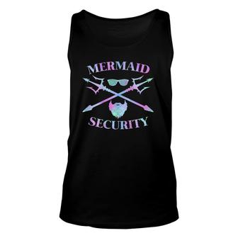 Merman Mermaid Security Funny Lifeguard Swimmer Back Print Unisex Tank Top | Mazezy